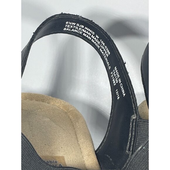 Womens Wedge Sandals 6 1/2 black stretch strap boho summer St. Johns Bay Innis - Picture 4 of 7